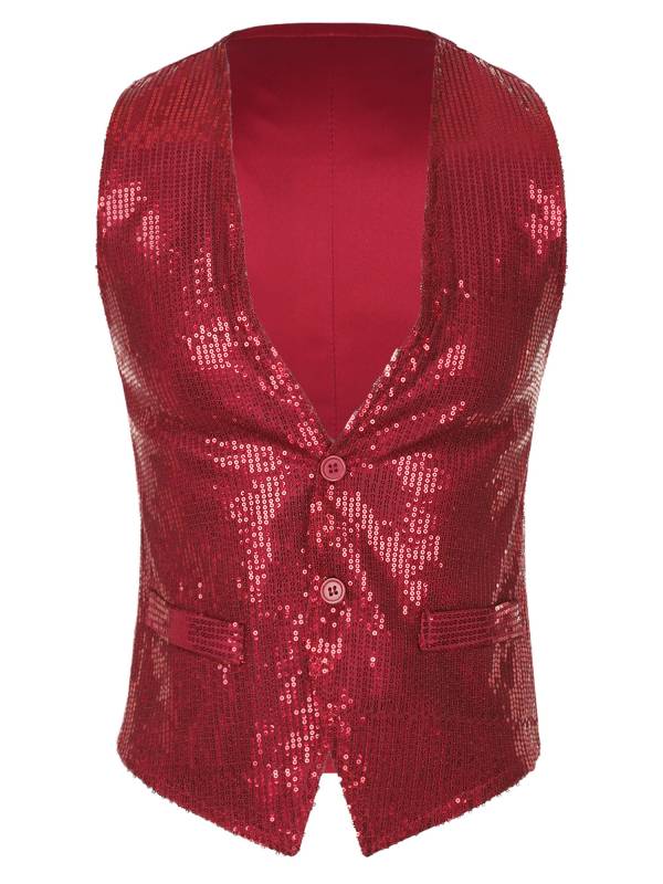 Men Sequin Sleeveless Waistcoat Jacket for Latin Jazz Dance thumb