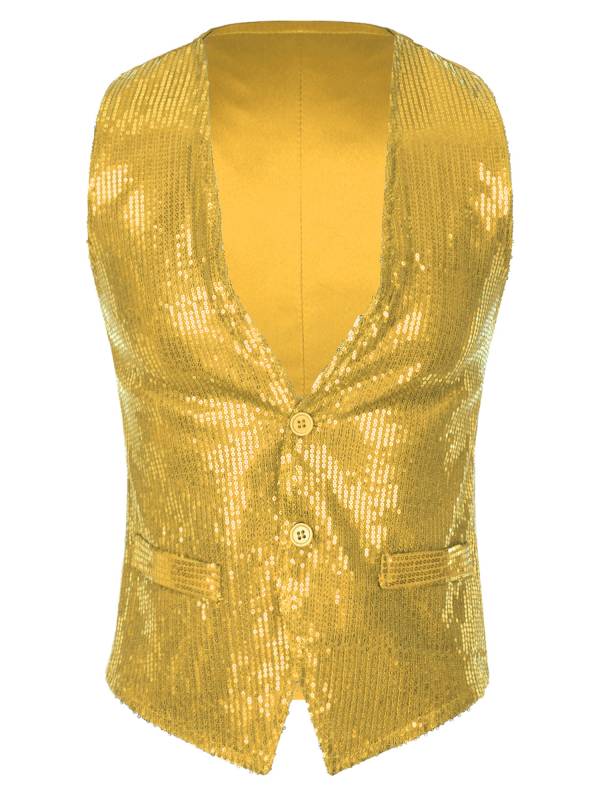 Men Sequin Sleeveless Waistcoat Jacket for Latin Jazz Dance thumb