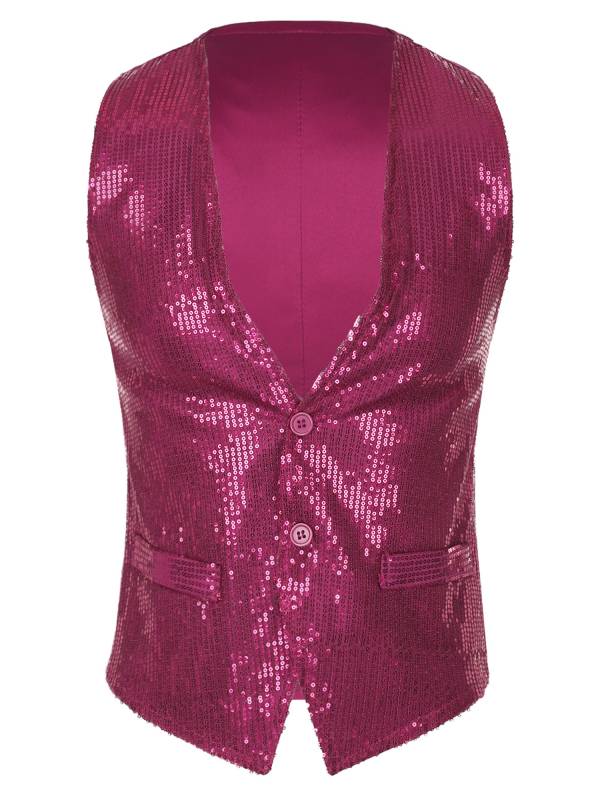 Men Sequin Sleeveless Waistcoat Jacket for Latin Jazz Dance thumb