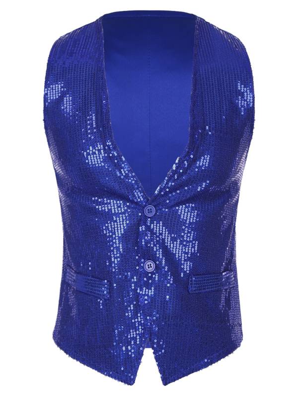 Men Sequin Sleeveless Waistcoat Jacket for Latin Jazz Dance thumb
