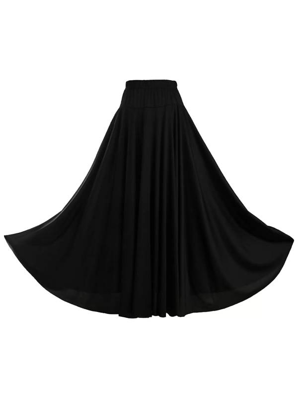 Women Solid Color Ruffle High Waist Contemporary Dance Skirts thumb