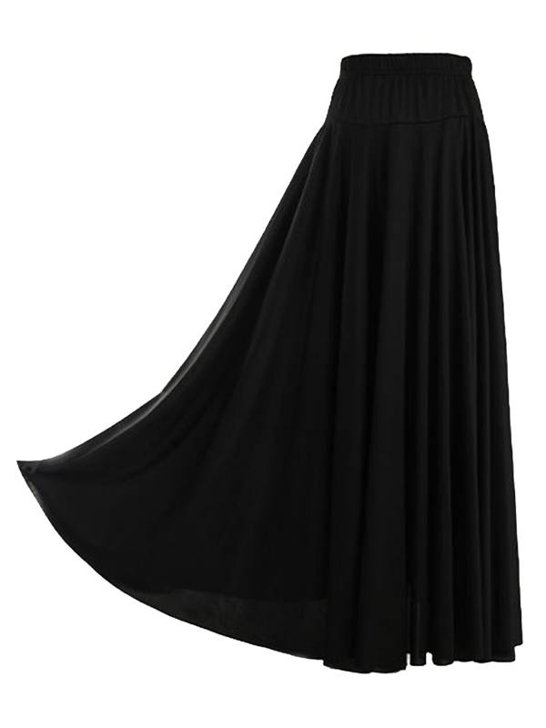 Women Solid Color Ruffle High Waist Contemporary Dance Skirts thumb