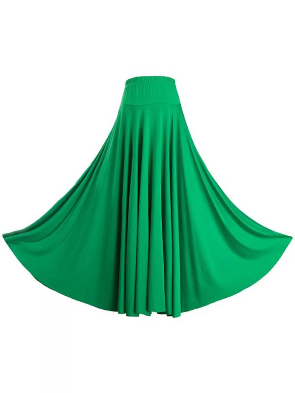 Women Solid Color Ruffle High Waist Contemporary Dance Skirts thumb
