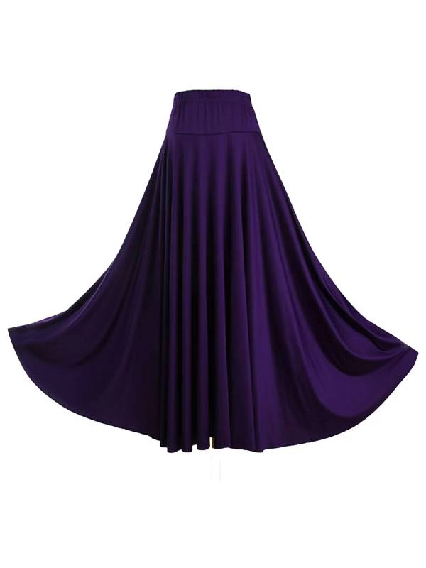 Women Solid Color Ruffle High Waist Contemporary Dance Skirts thumb