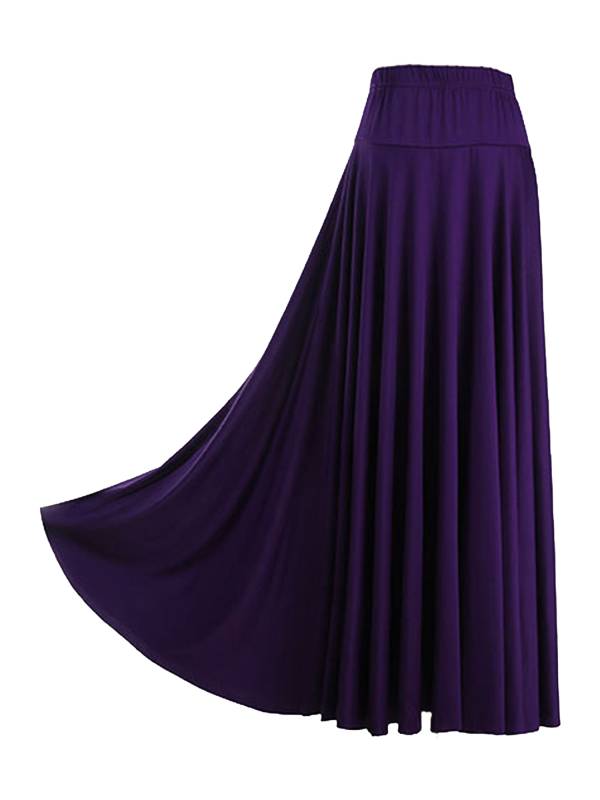 Women Solid Color Ruffle High Waist Contemporary Dance Skirts thumb
