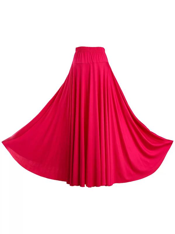 Women Solid Color Ruffle High Waist Contemporary Dance Skirts thumb