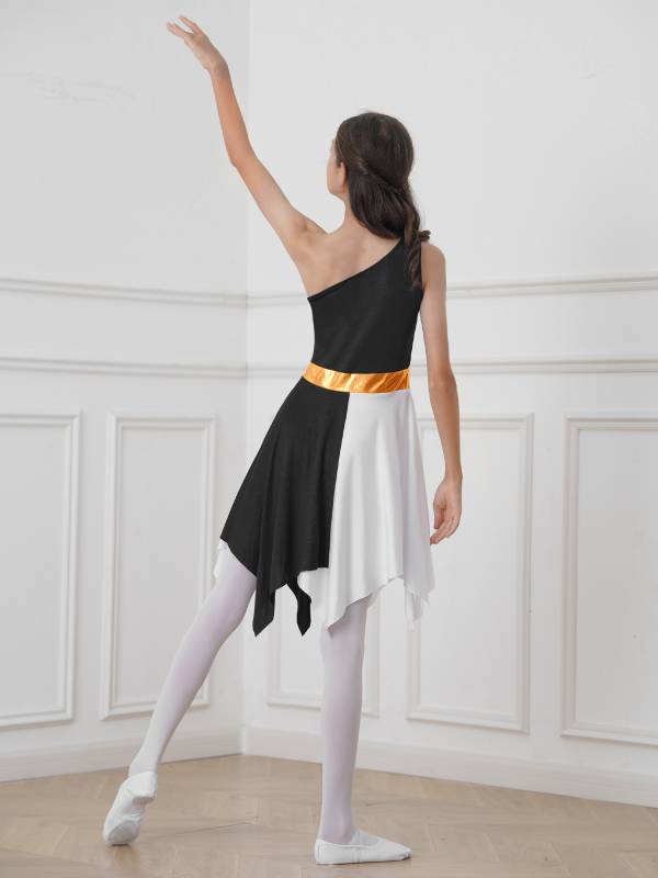 Kids Girls Sleeveless One Shoulder Tunic Praise & Worship Dance Dress thumb