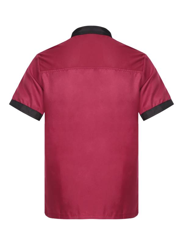 Adult Short Sleeve Stand Collar Button Chef Shirt thumb