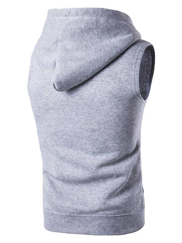 Men Sleeveless Zipper Sweatshirt Gym Sport Vest thumb