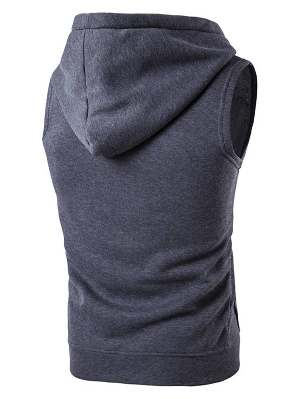 Men Sleeveless Zipper Sweatshirt Gym Sport Vest thumb