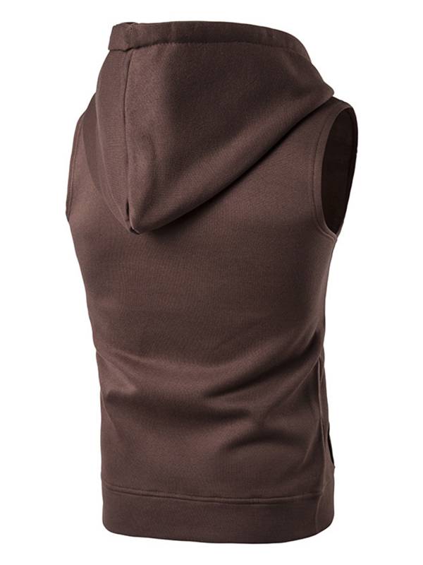 Men Sleeveless Zipper Sweatshirt Gym Sport Vest thumb