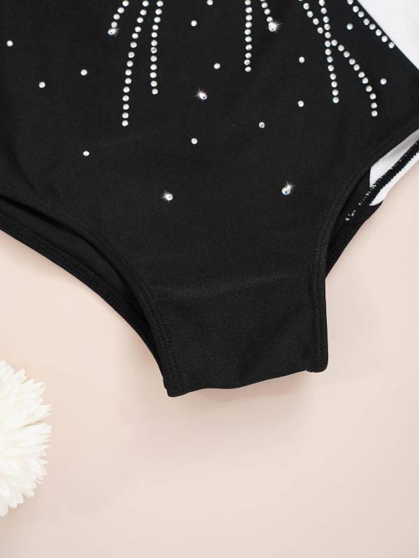 Kids Girls 2pcs Long Sleeve Mock Neck Leotard and Leggings Gymnastic Set thumb