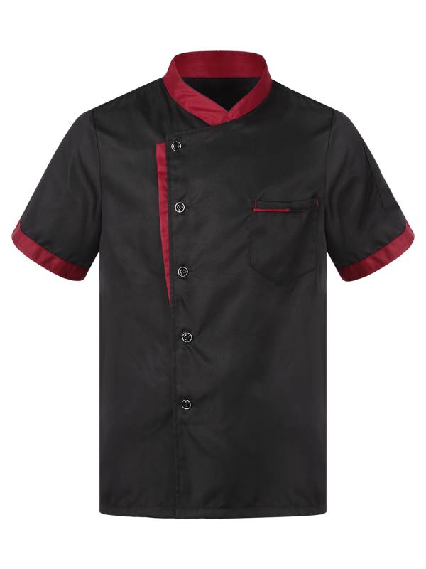 Adult Short Sleeve Stand Collar Button Chef Shirt thumb