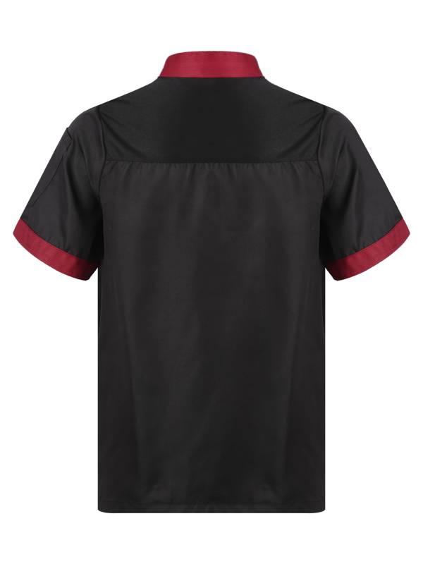 Adult Short Sleeve Stand Collar Button Chef Shirt thumb