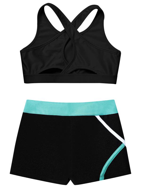 Kids Girls Sleeveless Crop Top and Low Waist Shorts Sport Sets thumb