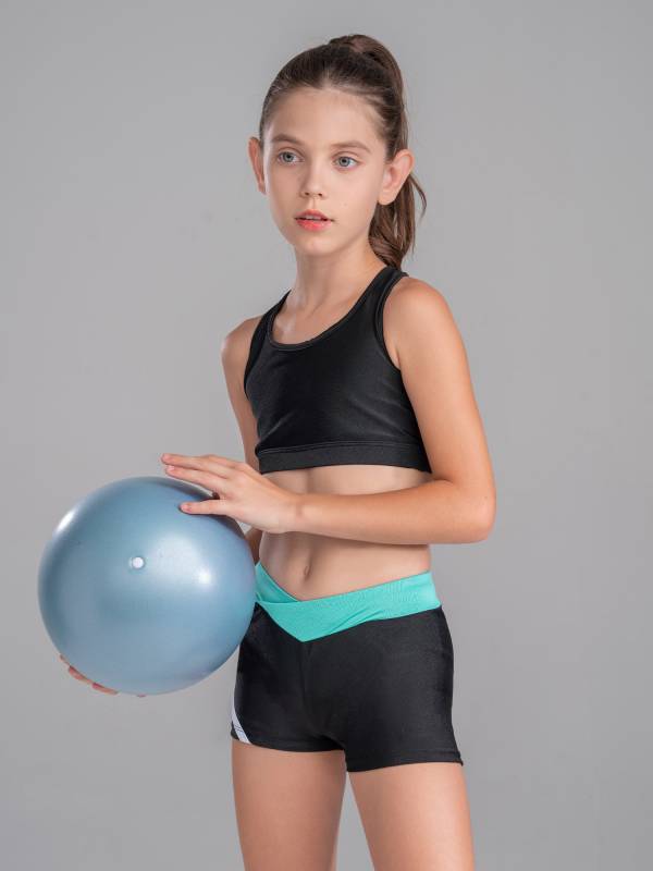 Kids Girls Sleeveless Crop Top and Low Waist Shorts Sport Sets thumb