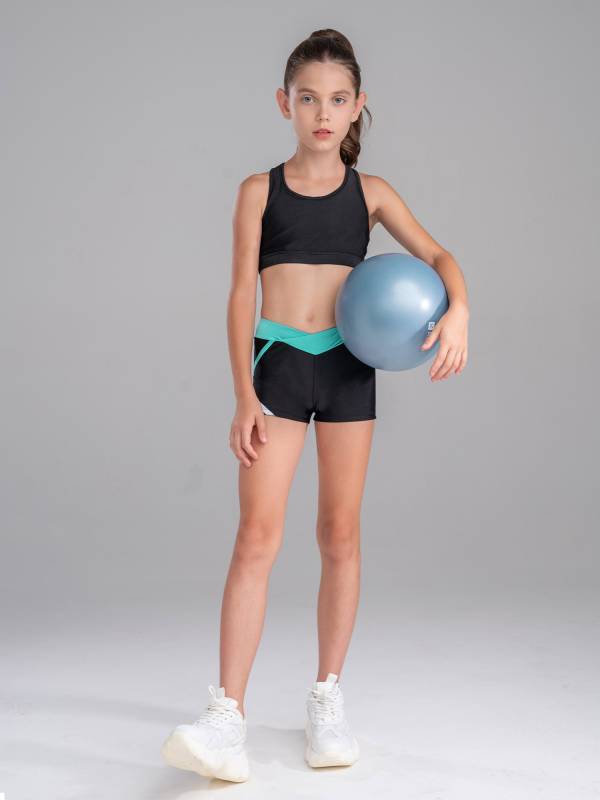 Kids Girls Sleeveless Crop Top and Low Waist Shorts Sport Sets thumb