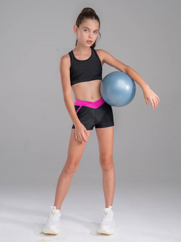 Kids Girls Sleeveless Crop Top and Low Waist Shorts Sport Sets thumb