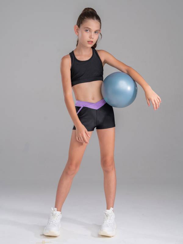 Kids Girls Sleeveless Crop Top and Low Waist Shorts Sport Sets thumb