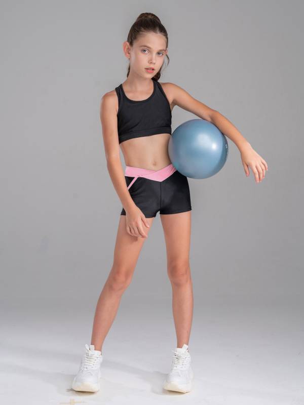 Kids Girls Sleeveless Crop Top and Low Waist Shorts Sport Sets thumb