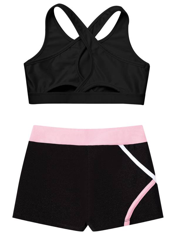 Kids Girls Sleeveless Crop Top and Low Waist Shorts Sport Sets thumb