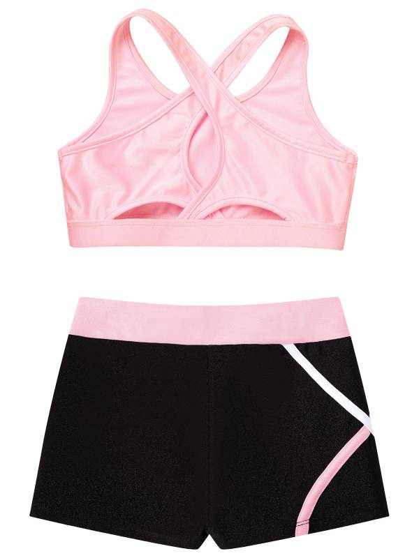 Kids Girls Sleeveless Crop Top and Low Waist Shorts Sport Sets thumb