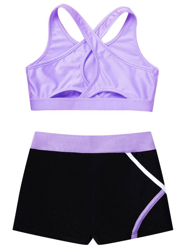 Kids Girls Sleeveless Crop Top and Low Waist Shorts Sport Sets thumb