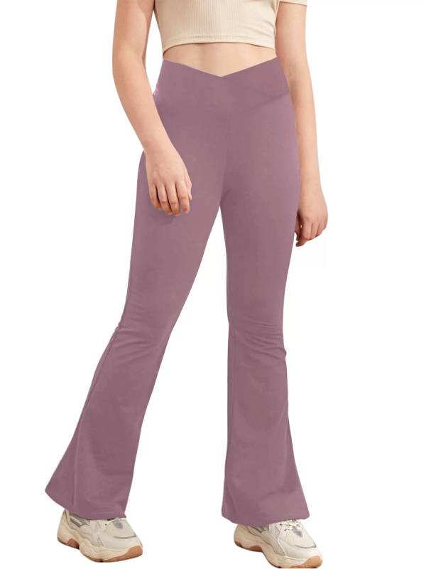 Kids Girls V-Shaped Waistband Flared Yoga Pants thumb