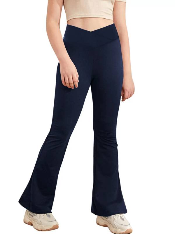 Kids Girls V-Shaped Waistband Flared Yoga Pants thumb