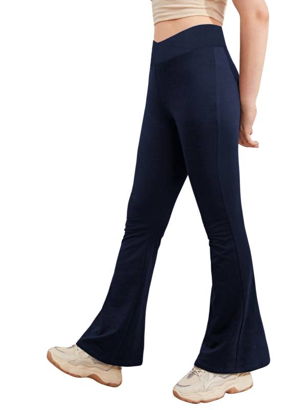 Kids Girls V-Shaped Waistband Flared Yoga Pants thumb