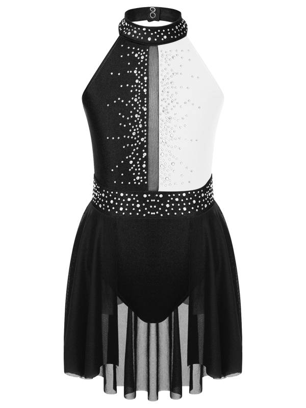 Kids Girls Sleeveless Backless Skating Dance Leotard Dress thumb