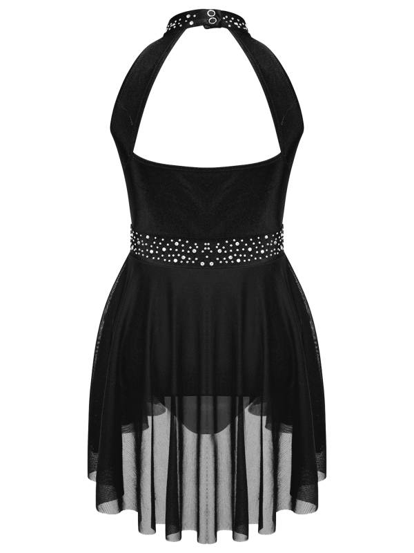 Kids Girls Sleeveless Backless Skating Dance Leotard Dress thumb