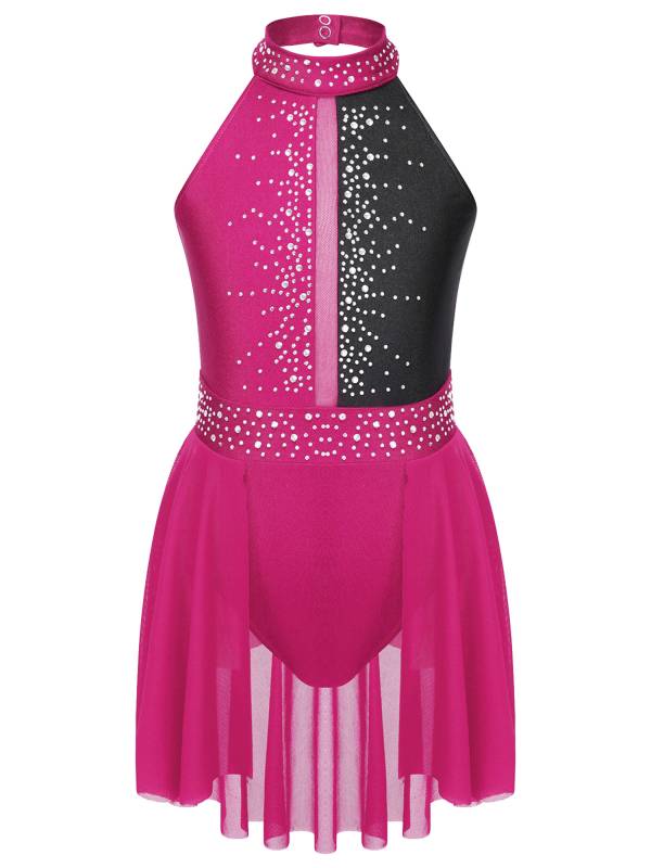 Kids Girls Sleeveless Backless Skating Dance Leotard Dress thumb
