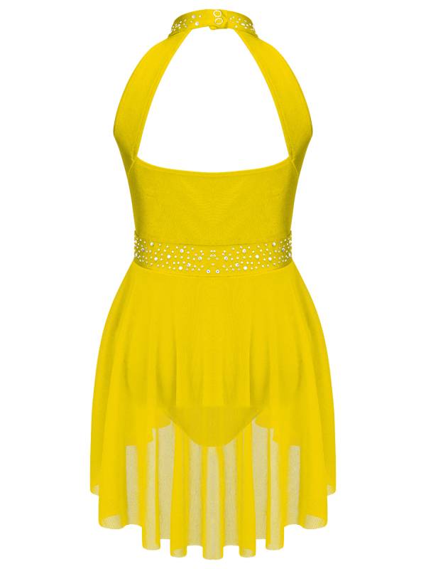Kids Girls Sleeveless Backless Skating Dance Leotard Dress thumb