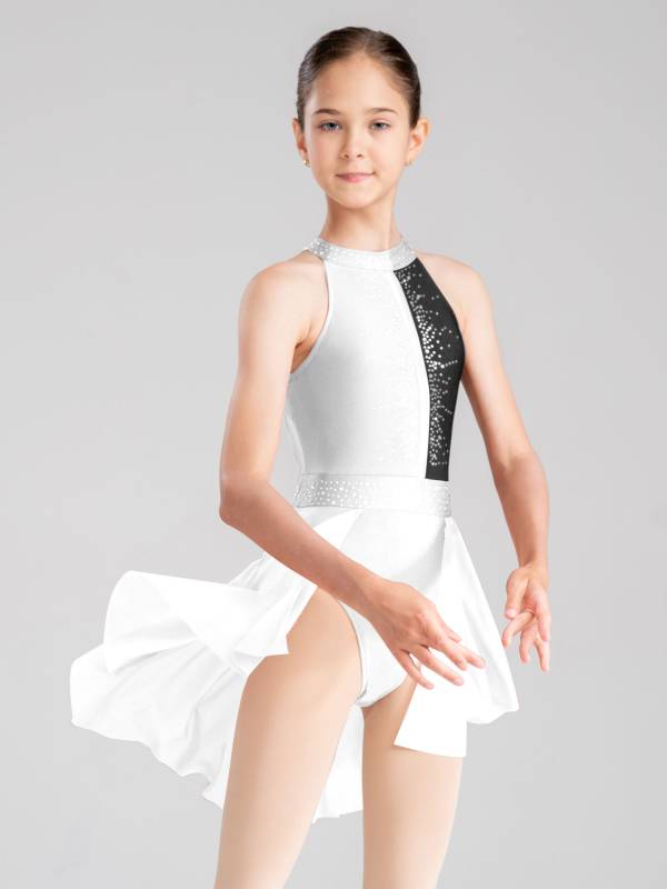 Kids Girls Sleeveless Backless Skating Dance Leotard Dress thumb