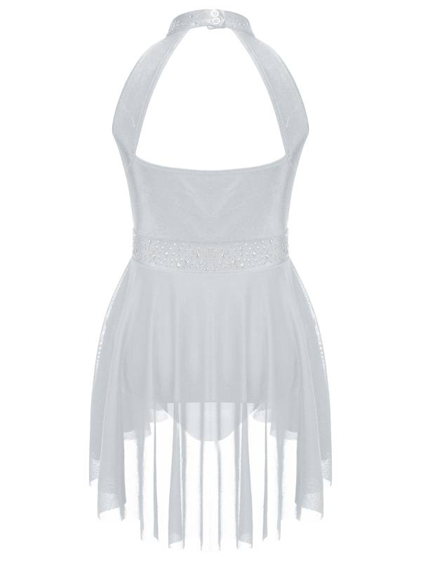 Kids Girls Sleeveless Backless Skating Dance Leotard Dress thumb