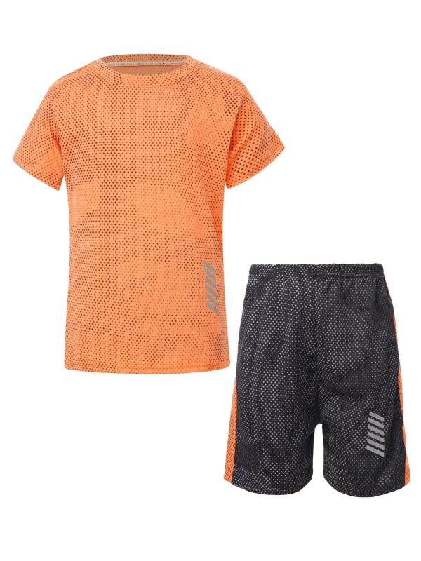 Kids Boys 2pcs Quickly Dry Short Sleeve T-shirt and Shorts Football Set thumb