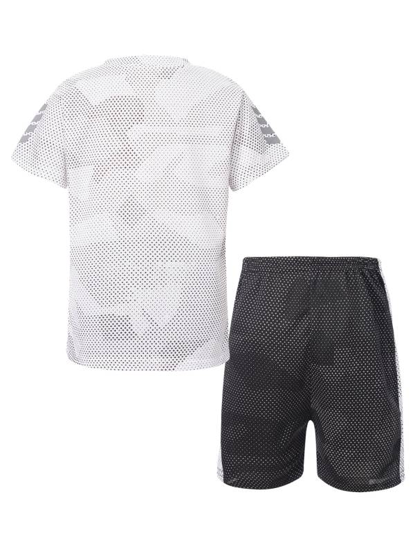 Kids Boys 2pcs Quickly Dry Short Sleeve T-shirt and Shorts Football Set thumb