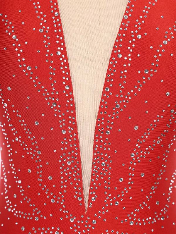 Women Glittery Rhinestone Halter Collar Lyrical Dance Leotard Dress thumb