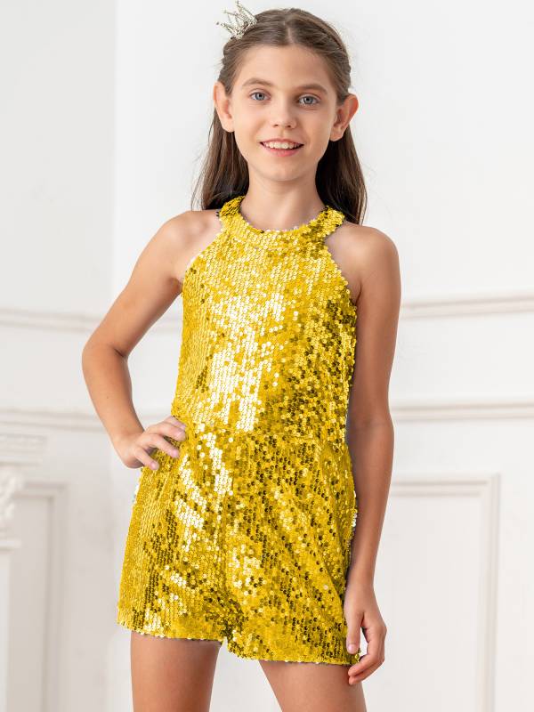 Kids Girls Allover Sequin Tank Top Jumpsuits thumb