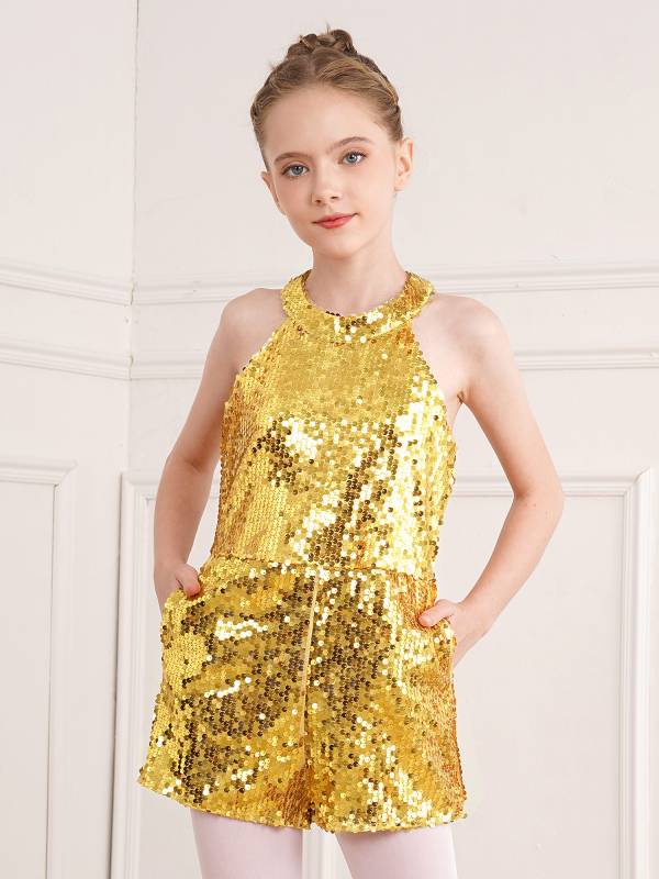 Kids Girls Allover Sequin Tank Top Jumpsuits thumb
