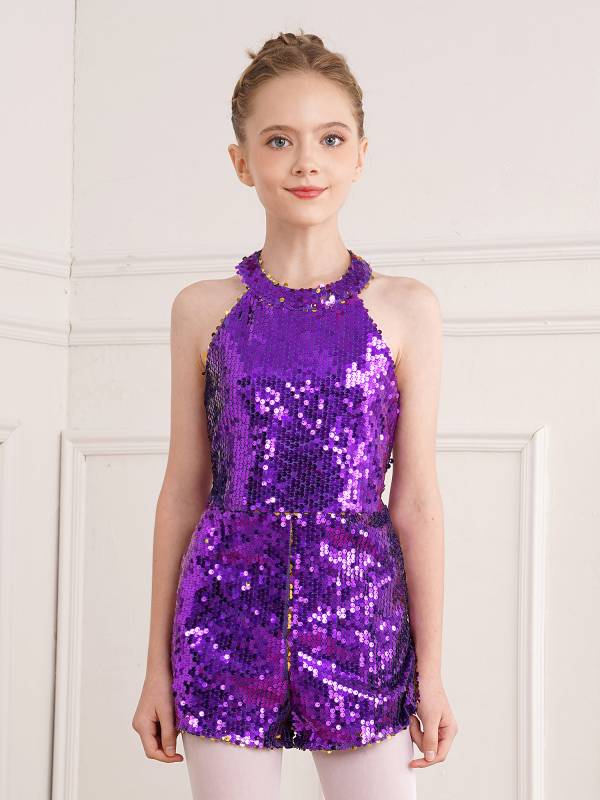 Kids Girls Allover Sequin Tank Top Jumpsuits thumb