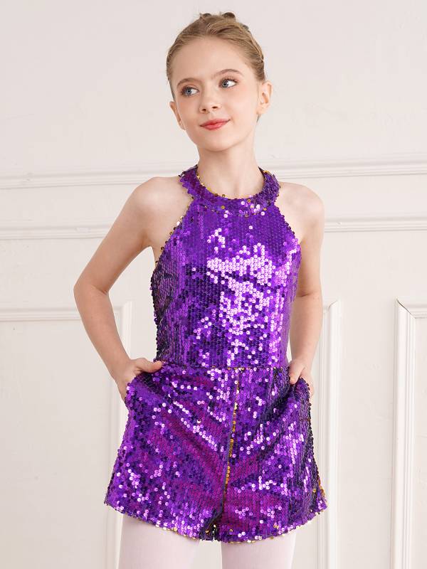 Kids Girls Allover Sequin Tank Top Jumpsuits thumb
