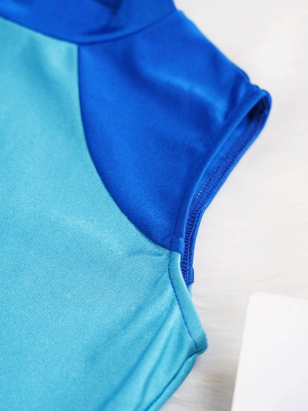 Kids Girls Color Block Tiered Wrapped Hem Praise Lyrical Dance Dress thumb