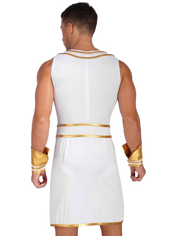 Men Ancient Egypt Halloween Costume Sleeveless Dress with Cuffs thumb