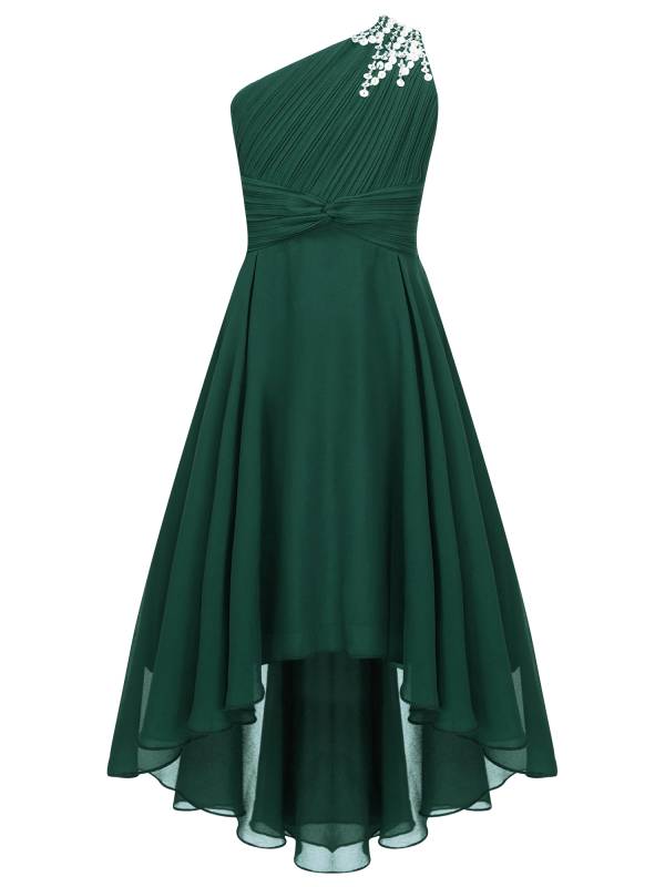 Kids Girls Sequin One Shoulder High-Low Dress thumb