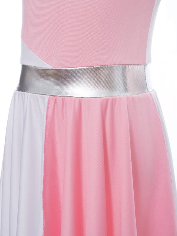 Kids Girls Sleeveless Colorblock Praise Worship Dance Dress thumb