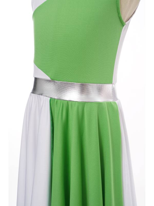 Kids Girls Sleeveless Colorblock Praise Worship Dance Dress thumb