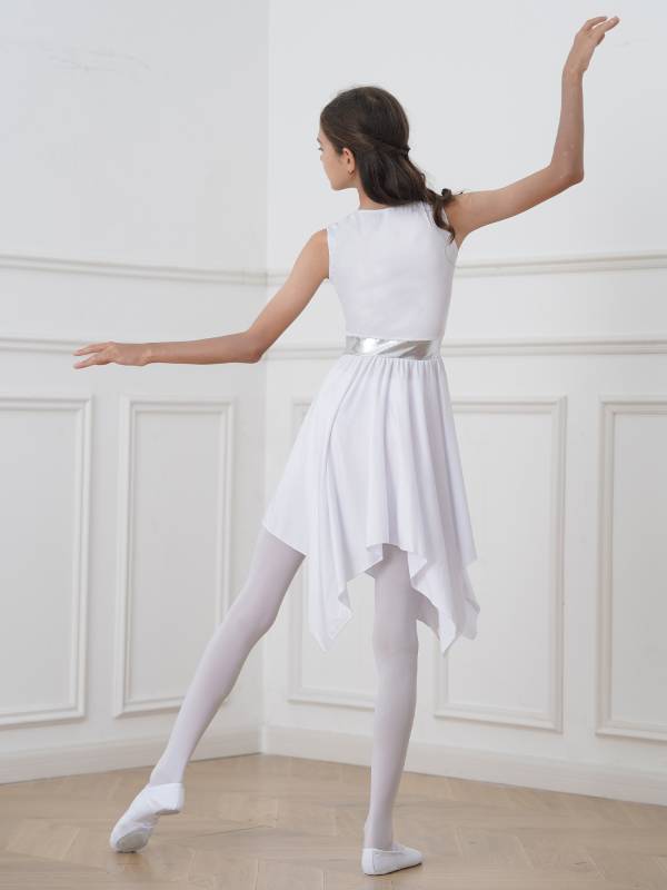 Kids Girls Sleeveless Colorblock Praise Worship Dance Dress thumb