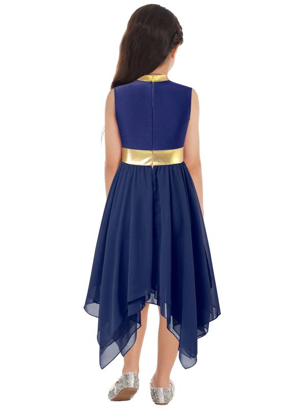 Kids Girls Metallic Sleeveless Praise Dance Dress thumb